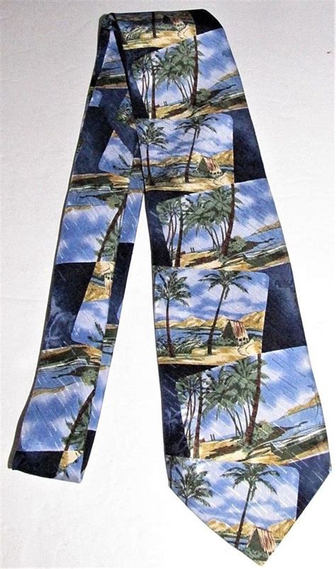 Tommy Bahama Island Necktie X Blue Palm Silk Handmade