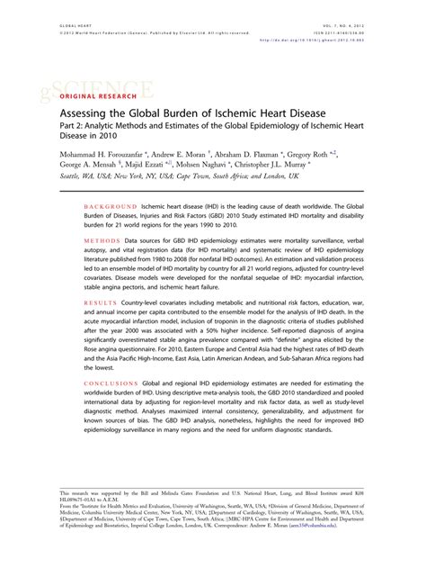 Pdf Assessing The Global Burden Of Ischemic Heart Disease