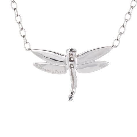 Tiffany & Co Dragonfly Necklace Diamond Pearl Estate 18k White Gold Je ...