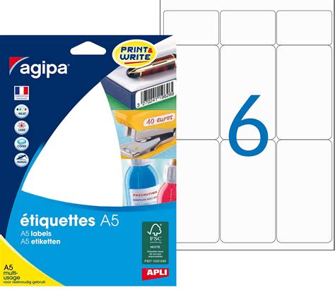 Goedkoop Agipa Etiquettes Permanente Kleeflaag Wit 80 X 45 Mm 96