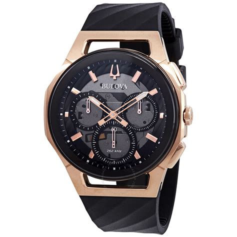 Bulova Curv Chronograph Quartz Black Skeleton Dial Men S Watch A