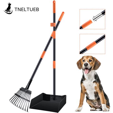 Large Dog Pooper Scooper Set Extra Metal Pet Poop Tray And Rake With