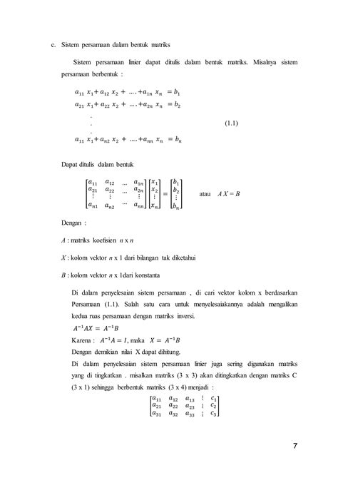 Makalah Metode Numerik Sistem Persamaan Linear Pdf