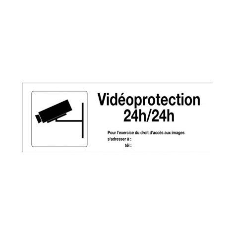 Panneau PVC rigide dim H 120 x L 330 mm Vidéoprotection 24h 24