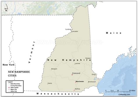 A Map Of New Hampshire With Cities