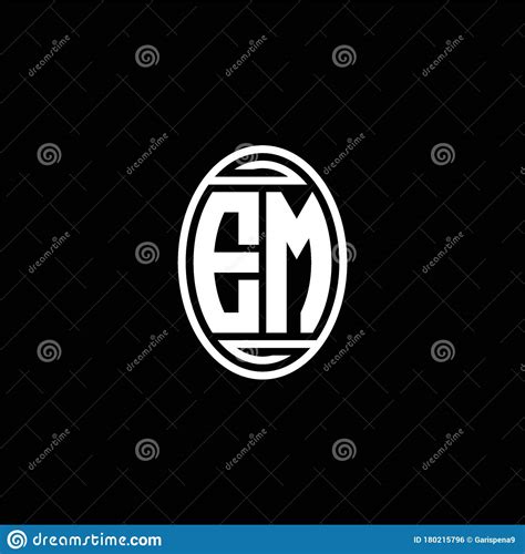 Em Monogram Logo Isolated On Oval Rotate Shape Stock Vector