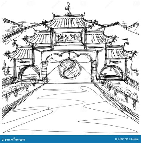 Vector Sketch Background with China Stock Vector - Illustration of ...