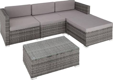 Tectake Wicker Lounge Inclusief Zitkussens Rugkussens En Glazen