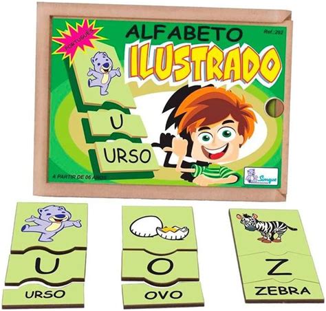 Alfabeto ilustrado em português 78 peças Simque Brinquedos