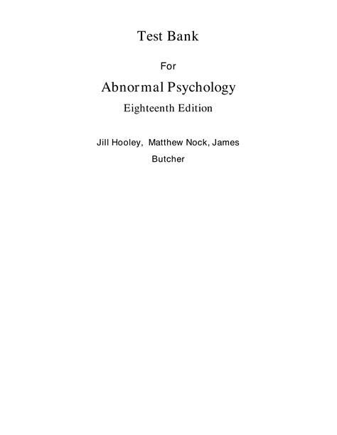 Test Bank Abnormal Psychology Th Edition Notes Nation