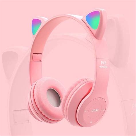 Fone Orelha De Gatinho Gato Headphone Bluetooth Led Sem Fio