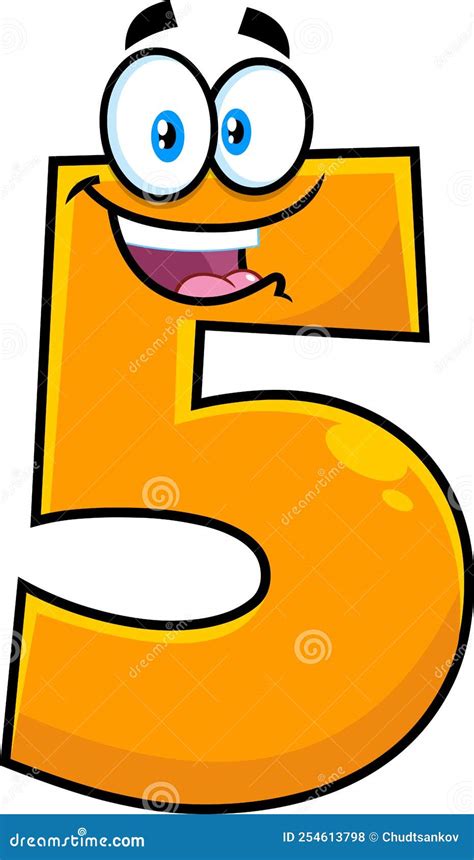 Funny Orange Number Five 5 Cartoon Character Stock Vector ...