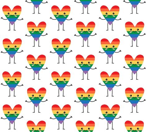 Premium Vector Vector Seamless Pattern Of Lgbt Rainbow Flag Heart