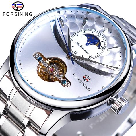 Forsining Men Watch Automatic Mechanical Tourbillon Sun Moon Clock