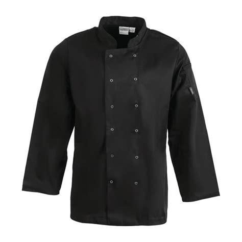 Whites Vegas Unisex Chefs Jacket Long Sleeve Black L A L Nisbets