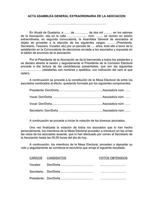 Modelo De Acta De Conformacion De Junta Directiva Pdf