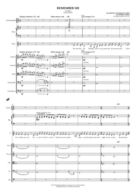 Remember Me Lullaby Arr Melvin Tay Sheet Music Robert Lopez