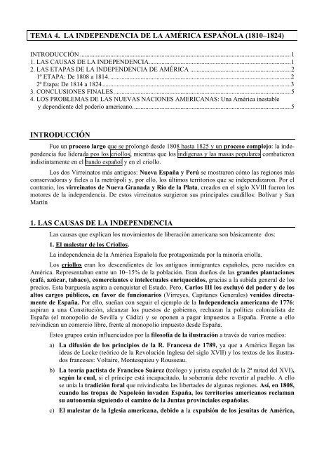 tema 4 la independencia de la américa española Dolmen de Soto