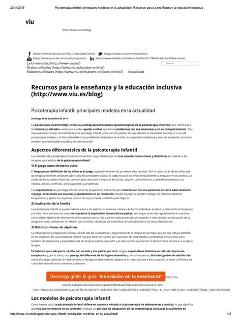 Pdf Psicoterapia Infantil Principales Modelos En La Actualidad