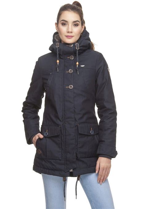 Ragwear Jane Markowa Kurtka Damska Granatowa Parka Kaptur Logowana