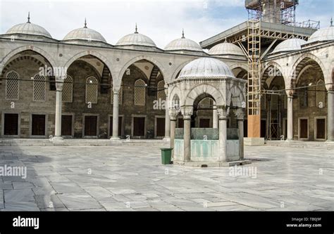 Outer Courtyard Of The Famous Blue Mosque The Sultan Ahmet Camii