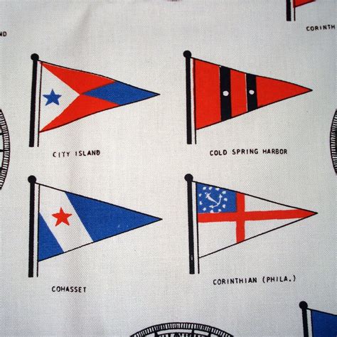 Vintage Fabric Nautical Yacht Club Flags Red White Blue