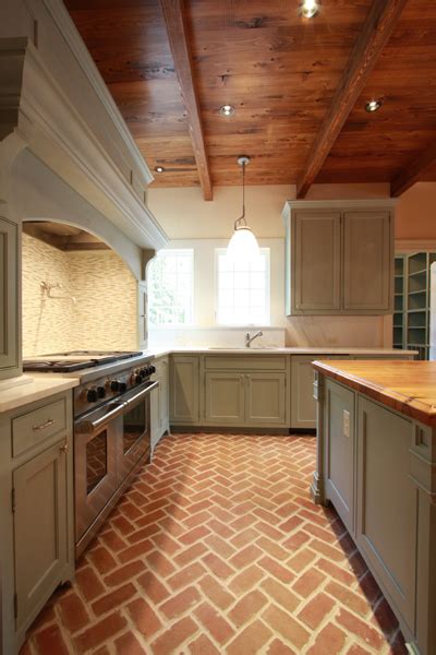 Brick Floor Kitchen Transitional Kitchen Jones Pierce Architects