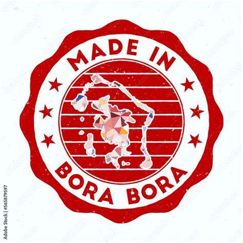 Made In Bora Bora Island Round Stamp Seal Of Bora Bora With Border