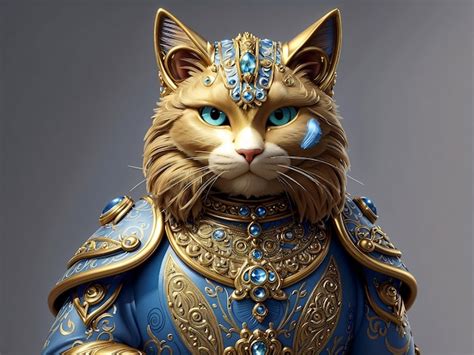 Un Lindo Gato Con Adornos De Oro Como La Realeza Foto Premium