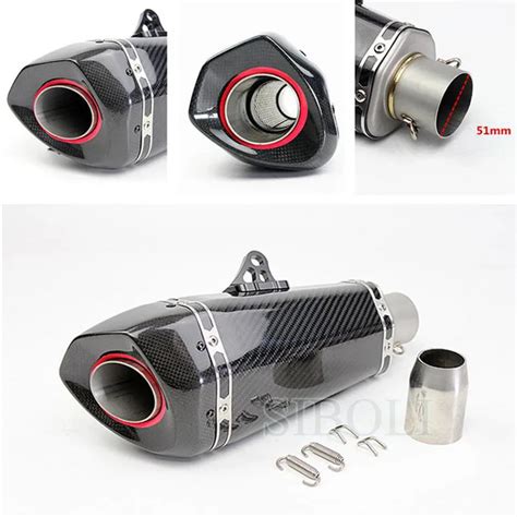 Universal 38 51mm Motorcycle Carbon Fiber Modified Exhaust Muffler