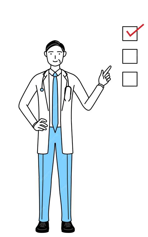 Premium Vector Male Doctor In White Coats With Stethoscopes Senior