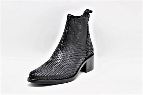 MYMA 4208 bottine chelsea en cuir noir imprimé python