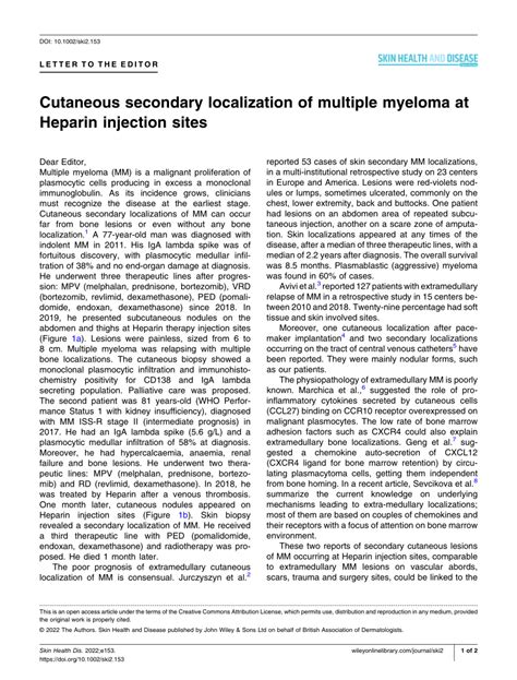 (PDF) Cutaneous secondary localization of multiple myeloma at Heparin ...