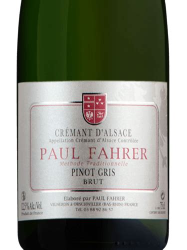 Paul Fahrer Cr Mant D Alsace Pinot Gris Brut Vivino Canada