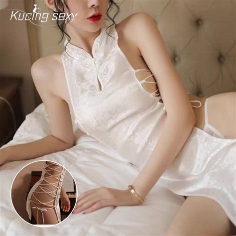 Jual Lingerie Cheongsam Dress Satin Halus Baju Tidur Sexy Shopee