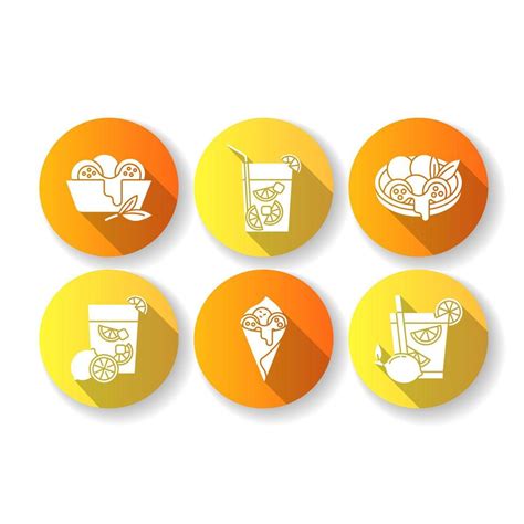 Brazilian Cuisine Flat Design Long Shadow Glyph Icons Set Arancini