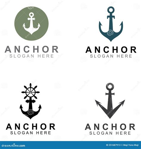 Logo And Anchor Symbol Design Vector Illustration Template Stock Vector