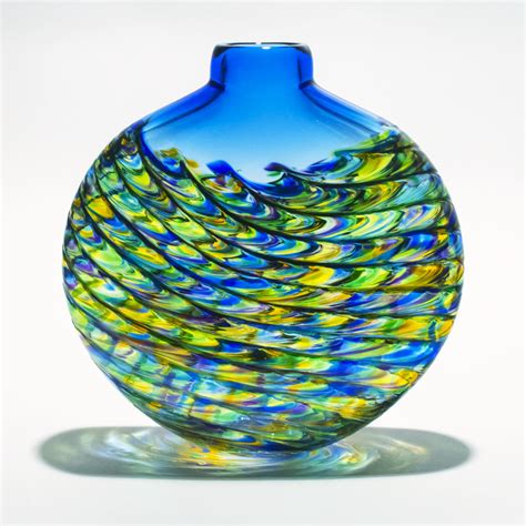 Optic Rib Flat Vase By Michael Trimpol And Monique Lajeunesse Art