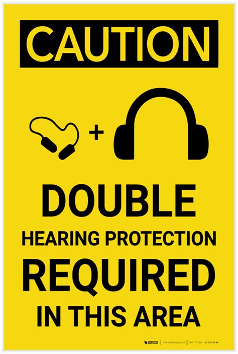 Caution Double Hearing Protection Required In This Area Label