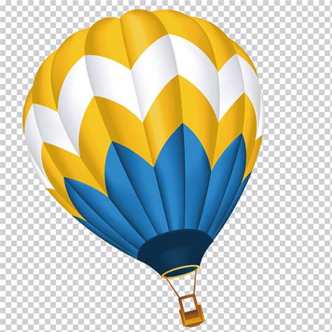 Ilustración De Globo Aerostático Amarillo Blanco Y Azul Caricatura De