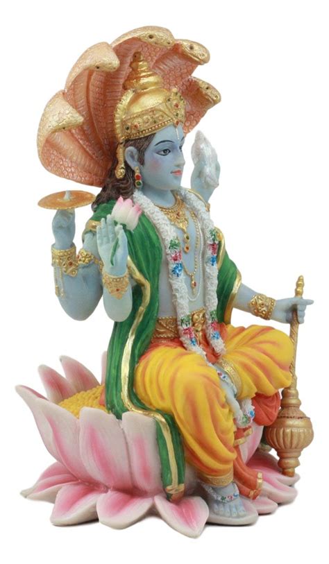 Ebros Hindu God Vishnu Vasudeva Sitting On Throne Of Cobras Statue