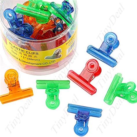 24 X Multi Color Plastic Binder Clip For Document File Paper Office Home Stationery 38mm Length