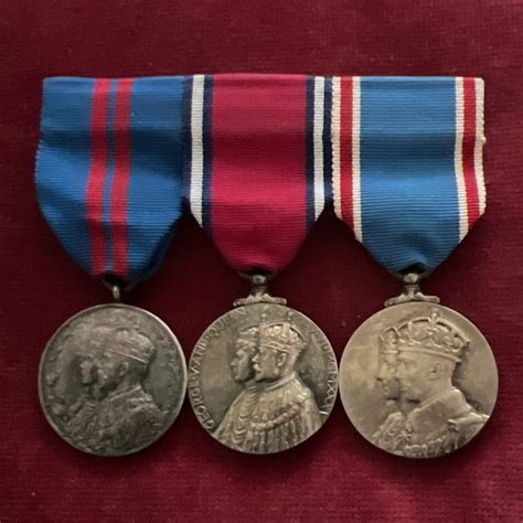 Mounted set of 3: King George V Coronation Medal, King George V Silver ...