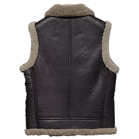 Mens B3 Raf Faux Shearling Genuine Leather Vest Leather Jackets Empire