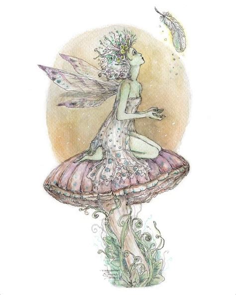 Faerie Art Prints By Paulina Fae Mushroom Faeries Malachite Etsy Fairy Drawings Faery Art Art