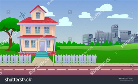 Cartoon House Illustration Front Facade View Stock Vector (Royalty Free ...