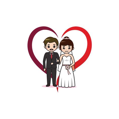 Cute wedding cartoon couple vector - freepng