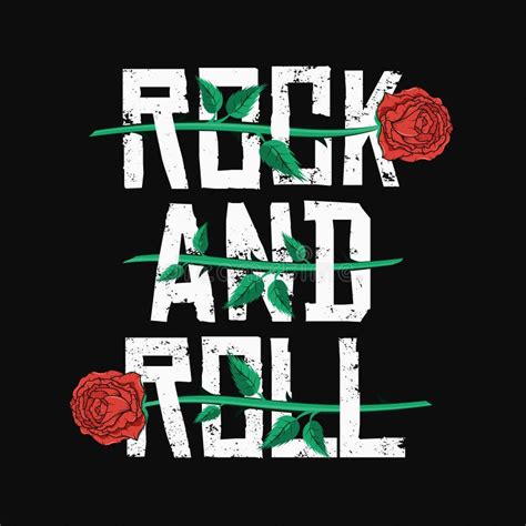 Rock And Roll T Shirt Graphic Design With Skull Rock Music Slogan For