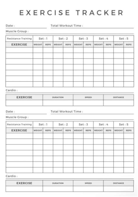 Exercise Tracker Printable - Etsy