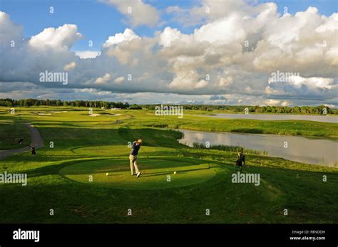 Sunset Tee Shot On Stadium Course At Bro Hof Slott Golf Club A Golf